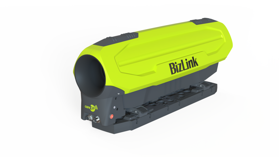 Side profile of BizLink’s careDP unit installed on LSH Delta dresspack showing sensor integration.